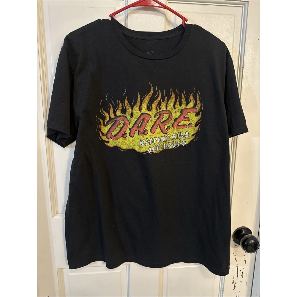 DARE To Keep Kids Off Drugs Vintage Flame Rare T-shirt 80s 90s Size Large